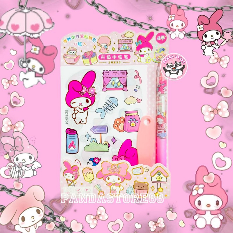 Stiker Set Melody Sanrio Spatula dan Pulpen Premium Quality