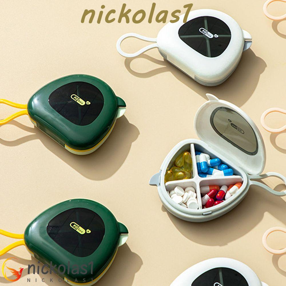 Nickolas1 Kotak Pil Mini Portable Lanyard Tablet Wadah Penyimpanan Obat Organizer Penyimpanan Perhiasan Berputar Pill Box