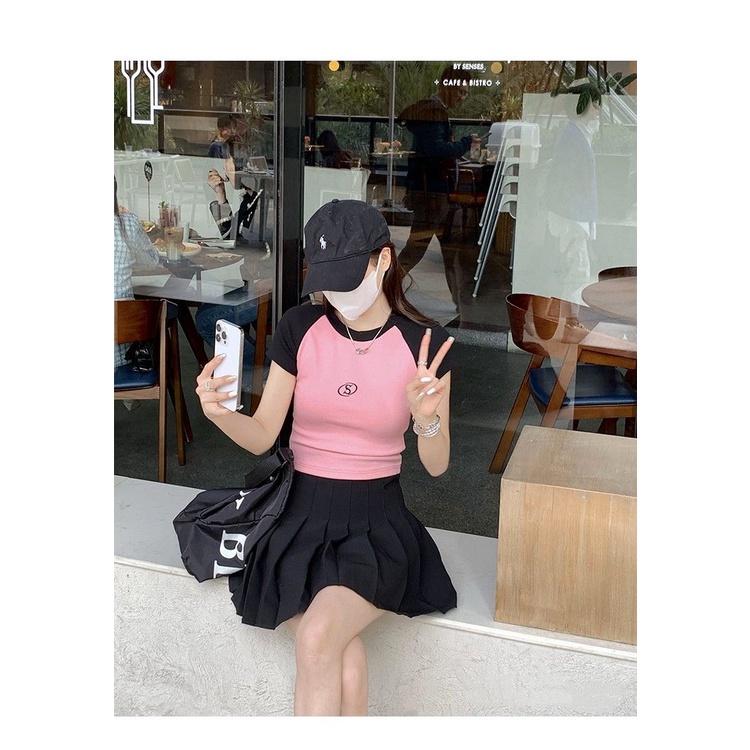 Atasan Crop Top Korea Summer Lengan Pendek Premium Crop Top