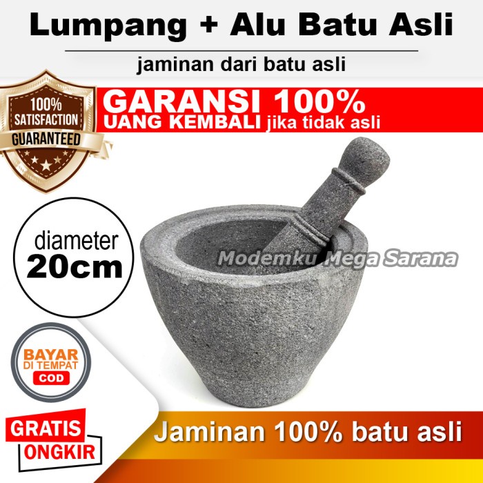 Lumpang Batu Asli Original Muntilan + Alu Lesung Batu 20 cm