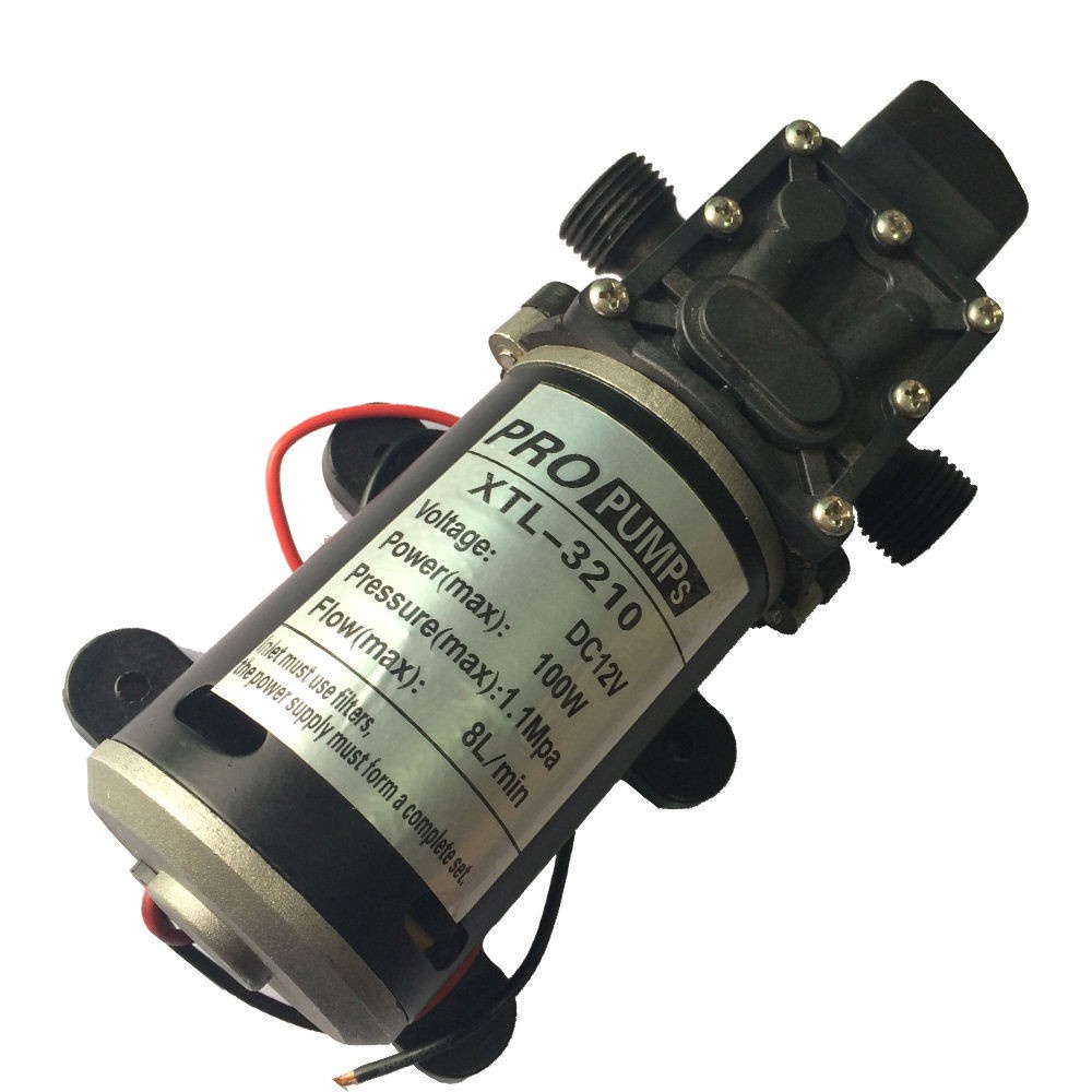 12V 100W High Pressure Water Pump Micro Diaphragm Pump 8L per Min Head 70M 1.1MPa