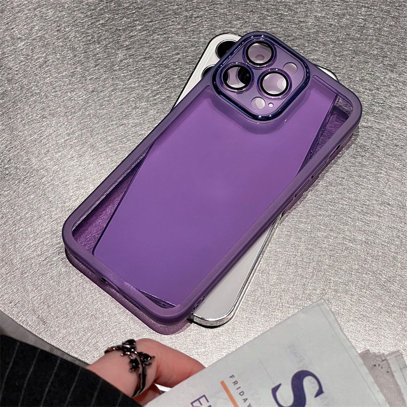 IPHONE Fashion Casing Ponsel Transparan Sederhana Untuk Iphone11 13 12 14 Pro Max12 13 Pro 14 plus Perlindungan Lensa Tepi Lurus Shockproof Cover