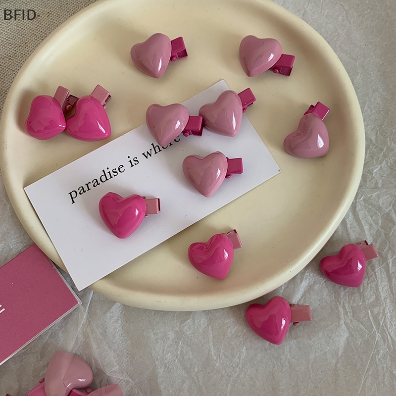 [BFID] 6pcs Korea Style Cute Pink Heart Hairpin Mini Hair Claw Grips Untuk Gadis Wanita Anak Anak Hadiah All-match Aksesoris Klip Rambut [ID]