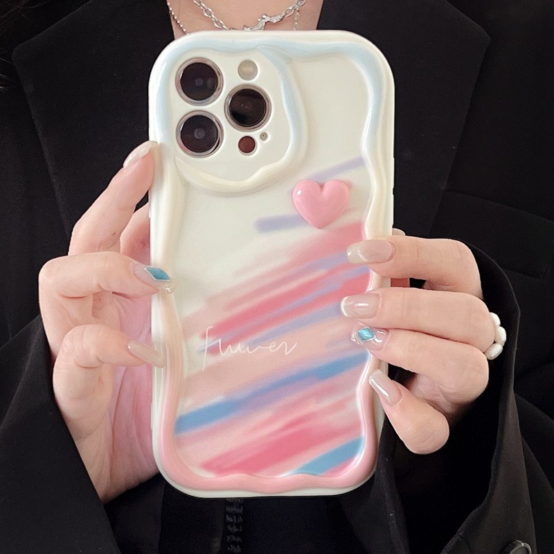 3D Mike White Hand Made Diy Smile Colorful graffiti Love Rainbow Soft Case iPhone 11 12 13 14 Pro Max New Apple for women girls Gift Bracelet