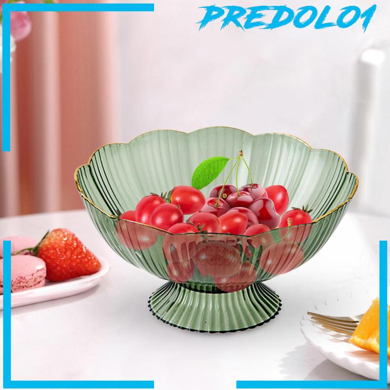 [Predolo1] Mangkok Buah Hias Pinggiran Warna Tinggi Dengan Lubang Tiris Untuk Meja Dapur Garis Halus Tempat Sayur Multifungsi Bulat