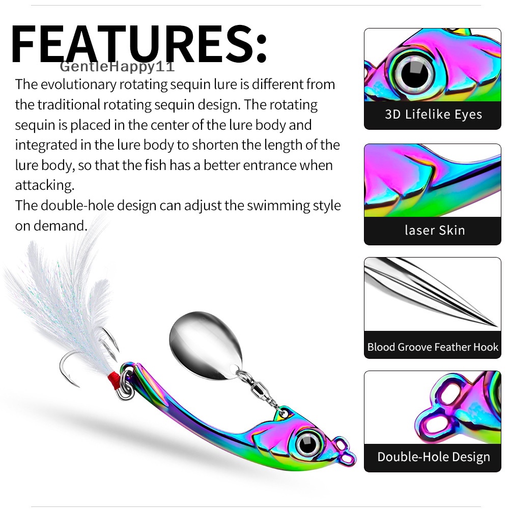 Gentlehappy Spinner Umpan 9g 13g 17g Metal Vib Fishing Lure Troli Rotag Sendok Wobbler S id