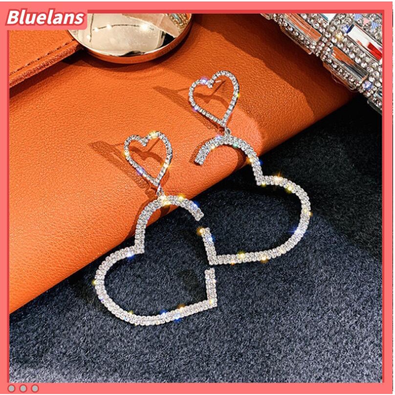 [BLS] Anting Cinta Selebriti Internet Pembukaan Rantai Cakar Panjang Anting Hati Persik Ganda Anting Berlebihan Untuk Wanita all-match