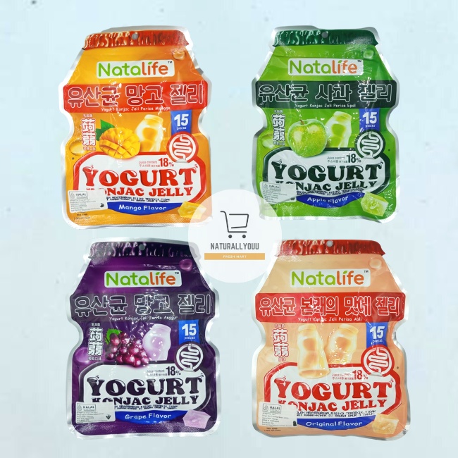 Natalife Yoghurt Konjac Jelly Malaysia Rasa Buah Halal / Yogurt Jeli Anggur / Apel / Mangga 300gram