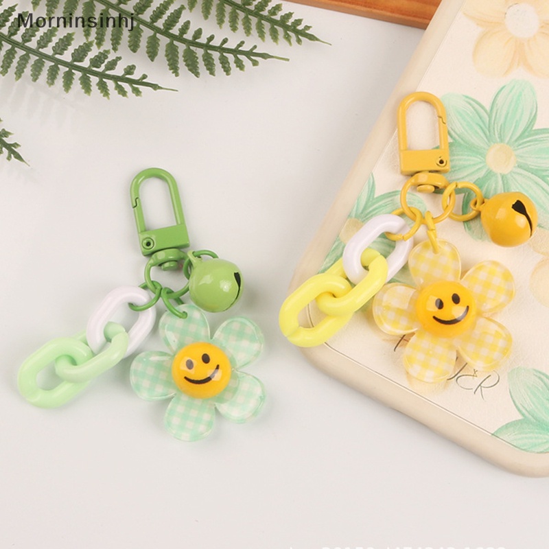 Mornin Lucu Smiley Face Bunga Bunga Matahari Warna Kisi Gantungan Kunci Dengan Bell Ransel Key Pendant Keyrings Aksesoris Kawaii Key Ring Mainan Pesona Hadiah Ornamen id