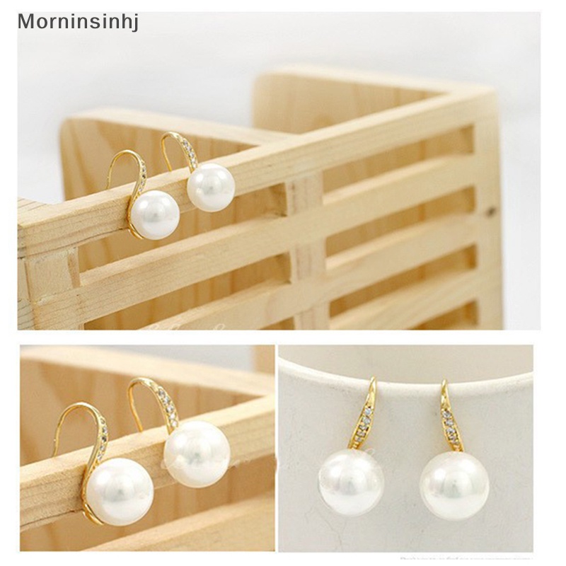 Mornin Perhiasan Fashion Drop Earings Kristal Kait Earings Wanita Chic Mutiara Imitasi Earings id