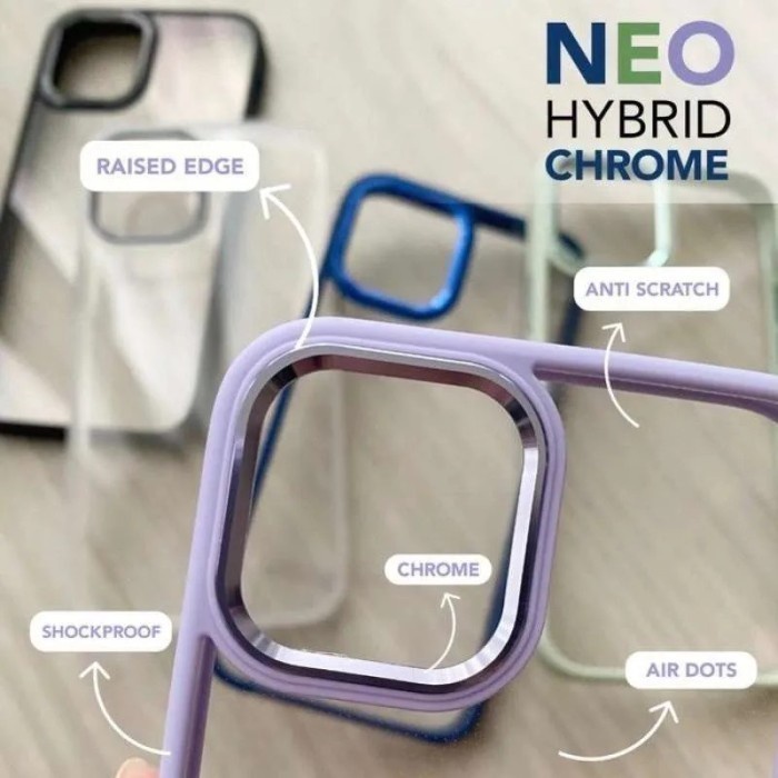 Case STEEL HYBRID Clear List Chrome Redmi 10 4G Prime/10A/10C/10S/Poco C40/Poco M3 Shockproof Neo Hybrid