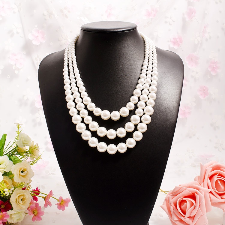 Hepburn Mutiara Multi-Layer Kalung Berlebihan Cheongsam Besar Kecil Bulat Manik Rantai Elegan Kalung Wanita