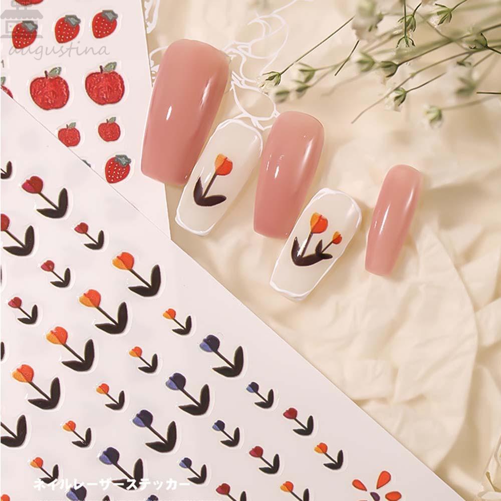 AUGUSTINA Agustina Stiker Nail art Perekat Beruang Ceri Jepang DIY Nail art