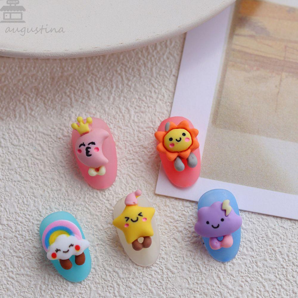 AUGUSTINA Agustin 3D Dekorasi Nail Art Resin Gadis Pelangi Kartun Pisang Nail Art Berlian Imitasi