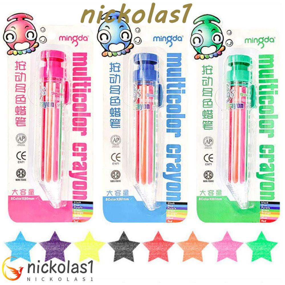 NICKOLAS1 Multicolor Crayons Colorful Hadiah Siswa Lukisan Pulpen Gaya Dorong Graffiti Alat Pensil Berwarna