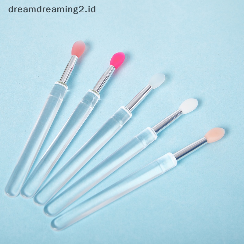 (drea) 2pcs Lip Gloss Aplikator Kuas Bibir Silikon Dengan Tutup Debu Brush Makeup //