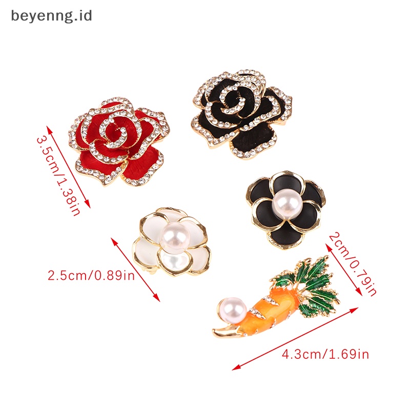 Beyen 1Pc Wanita Bros Enamel Pin Merah Hitam Mawar Kerah Pin Bunga Lencana Brooch ID