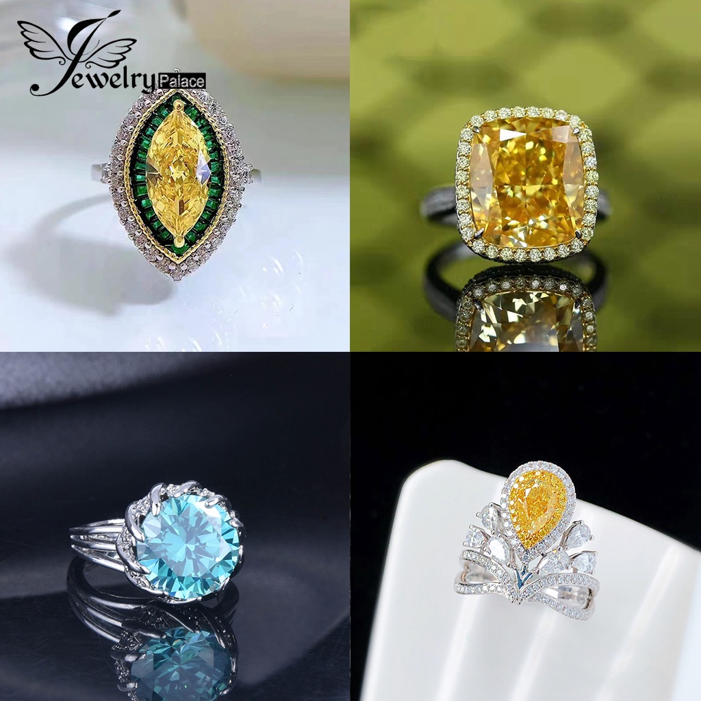 Jewelrytempat Perhiasan Wanita Safir925Mewah Cincin Citrine Asli Emerald Silver Ruby M106