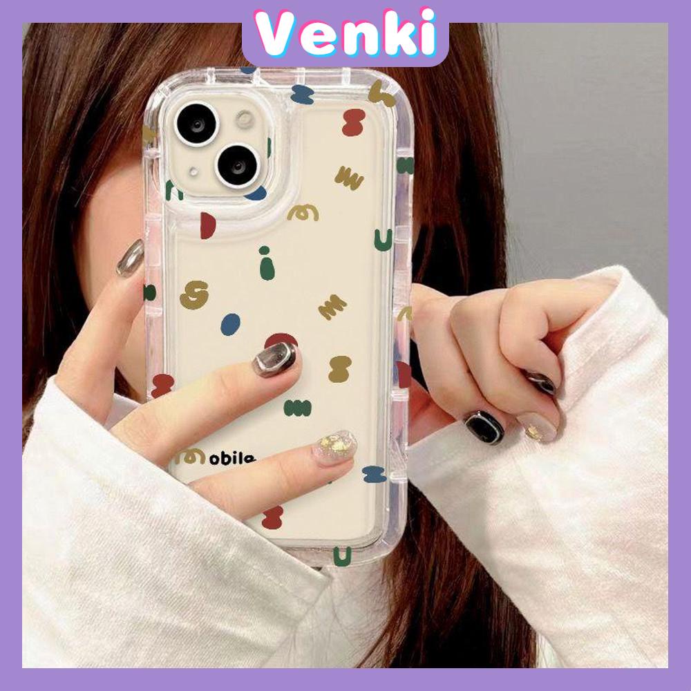 VENKI - Untuk iPhone 11 Case Bening Phone Case TPU Soft Airbag Shockproof Protection Camera Simple Cute Huruf Kecil Kompatibel dengan iPhone 14 13 Pro Max iPhone 12 Pro Max XR XS