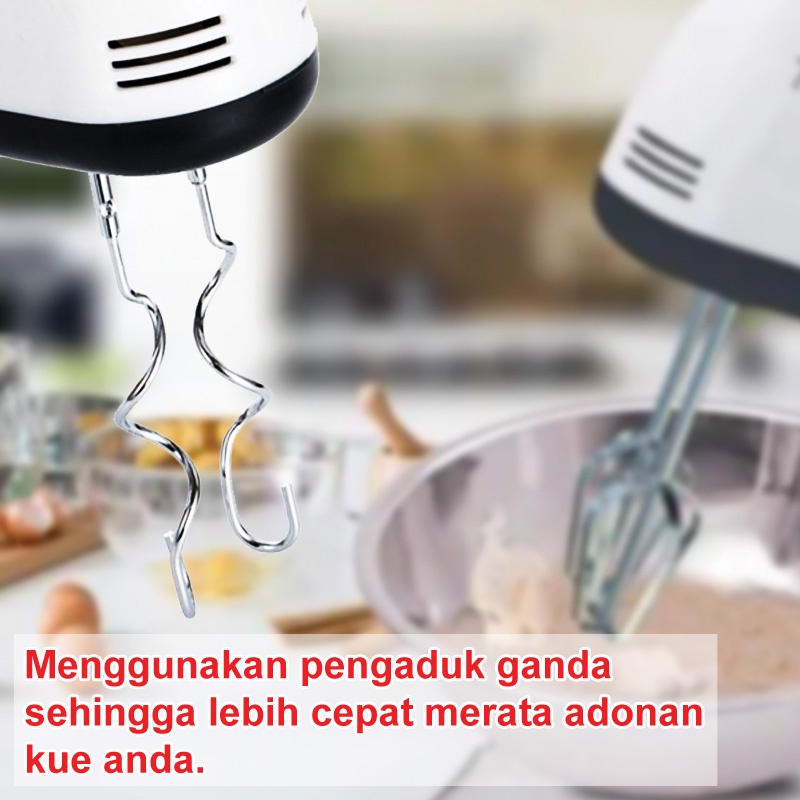 Hand Mixer Elektrik 7 Speed Alat Pengaduk Otomatis Alat Pengocok Telur Free 2 Alat Pengaduk