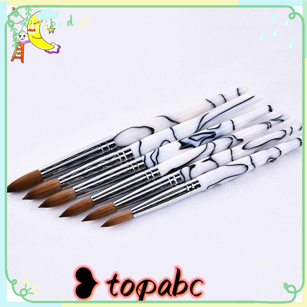 TOP Brushes Kuku Akrilik Tahan Lama Nail Art Fashion Ukuran 4-24 Gagang Marmer