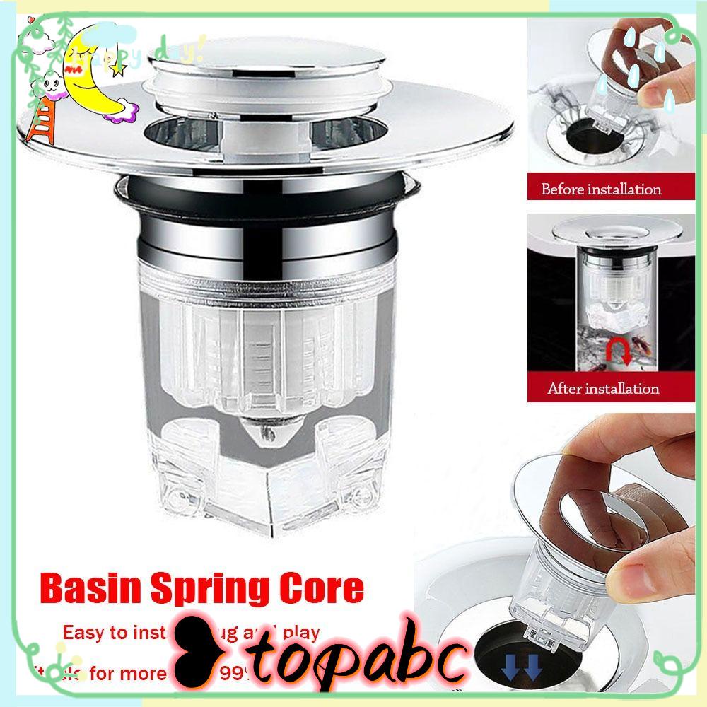 TOP Baskom Spring Core Stopper Stainless Steel Bath Stopper Shower Wastafel Saringan Cuci Baskom Plug Pop-Up Bounce Core