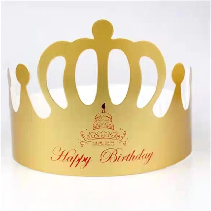 AVVET Dekorasi Ulang Tahun Topi Ulang Tahun Hiasan Kepala Mahkota Happy Birthday Topi Mahkota Ulang Tahun Anak-anak Karton Emas Dewasa