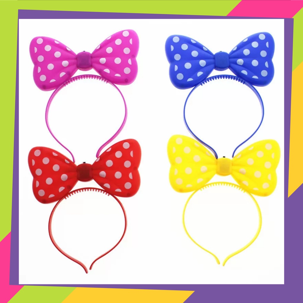 5107/ Bando anak pita polkadot lampu led nyala / Bandana mickey LED nyala