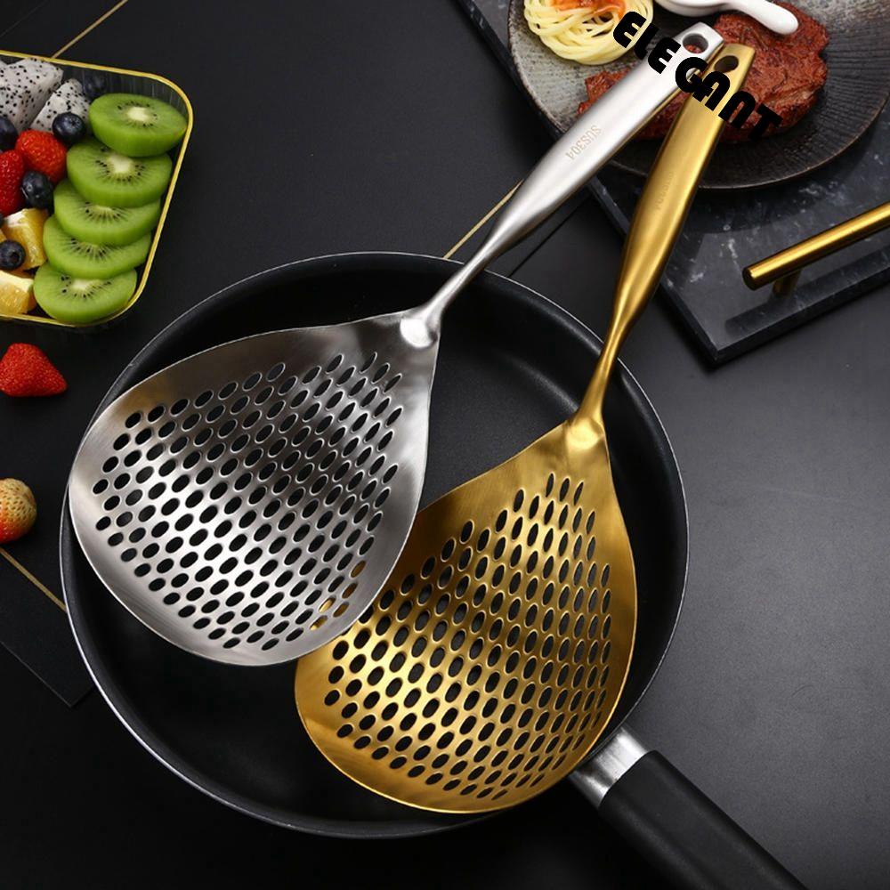 【 ELEGANT 】 Skimmer Slotted Ladle Fat Oil Skim French Fries Alat Dapur Saringan Minyak Mie Saringan Sendok Masak
