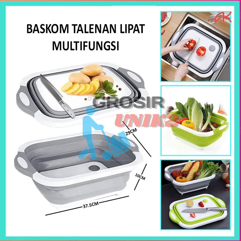 PUTIH  TELENAN LIPAT BASKOM TALENAN LIPAT PORTABLE MULTIFUNGSI / WADAH LIPAT TALENAN 3IN1