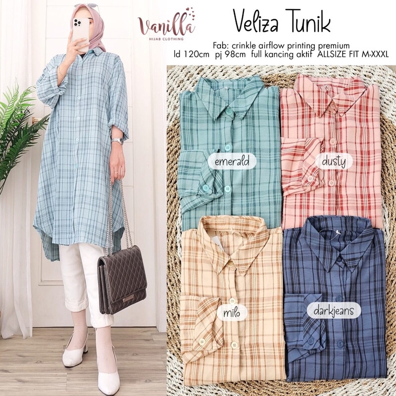 VELIZA TUNIK ORI VANILLA | Crinkle Airflow Printing