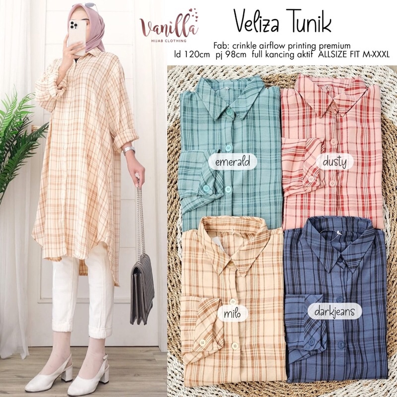 VELIZA TUNIK ORI VANILLA | Crinkle Airflow Printing