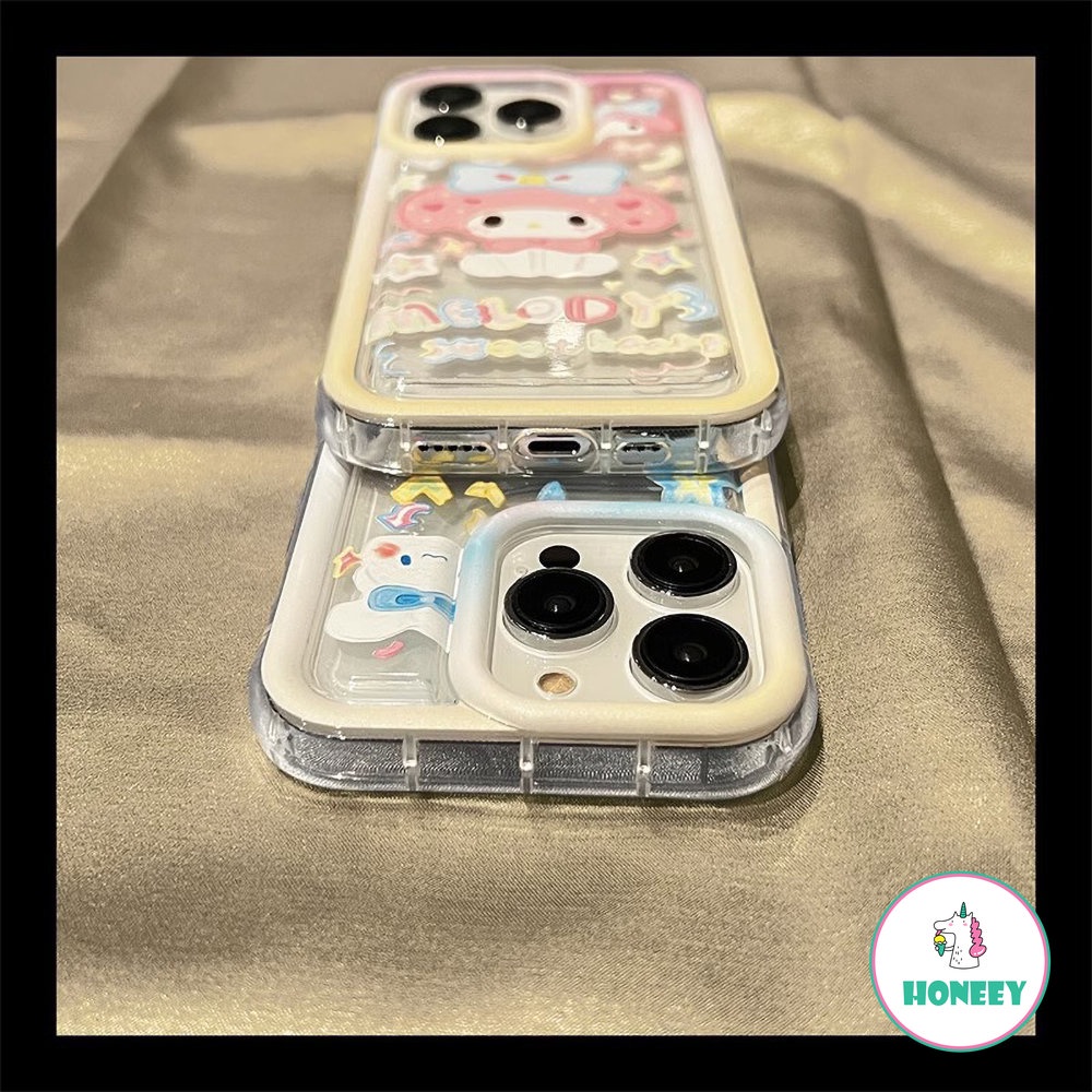 Kartun Melody Cinnamoroll Ponsel Case Kompatibel Untuk iPhone 14 Pro 12 13 Pro Max Case iPhone 11xr XS 8 7Plus Lembut Silikon Airbag Ponsel Cover