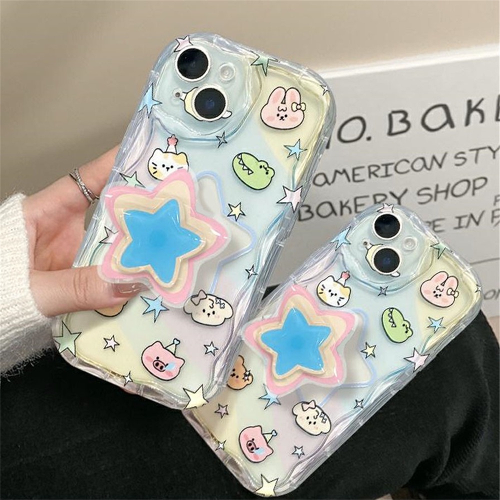 Redmi Note12 Redmi A1 A2 10C 10A 9C 9T Note 11S 10 5G 10S 9S 8 Pro Xiaomi Poco M5S M3 X3 Pro NFC Lucu Kartun Beruang Bintang Bunny Wave Edge TPU Phone Case Cover