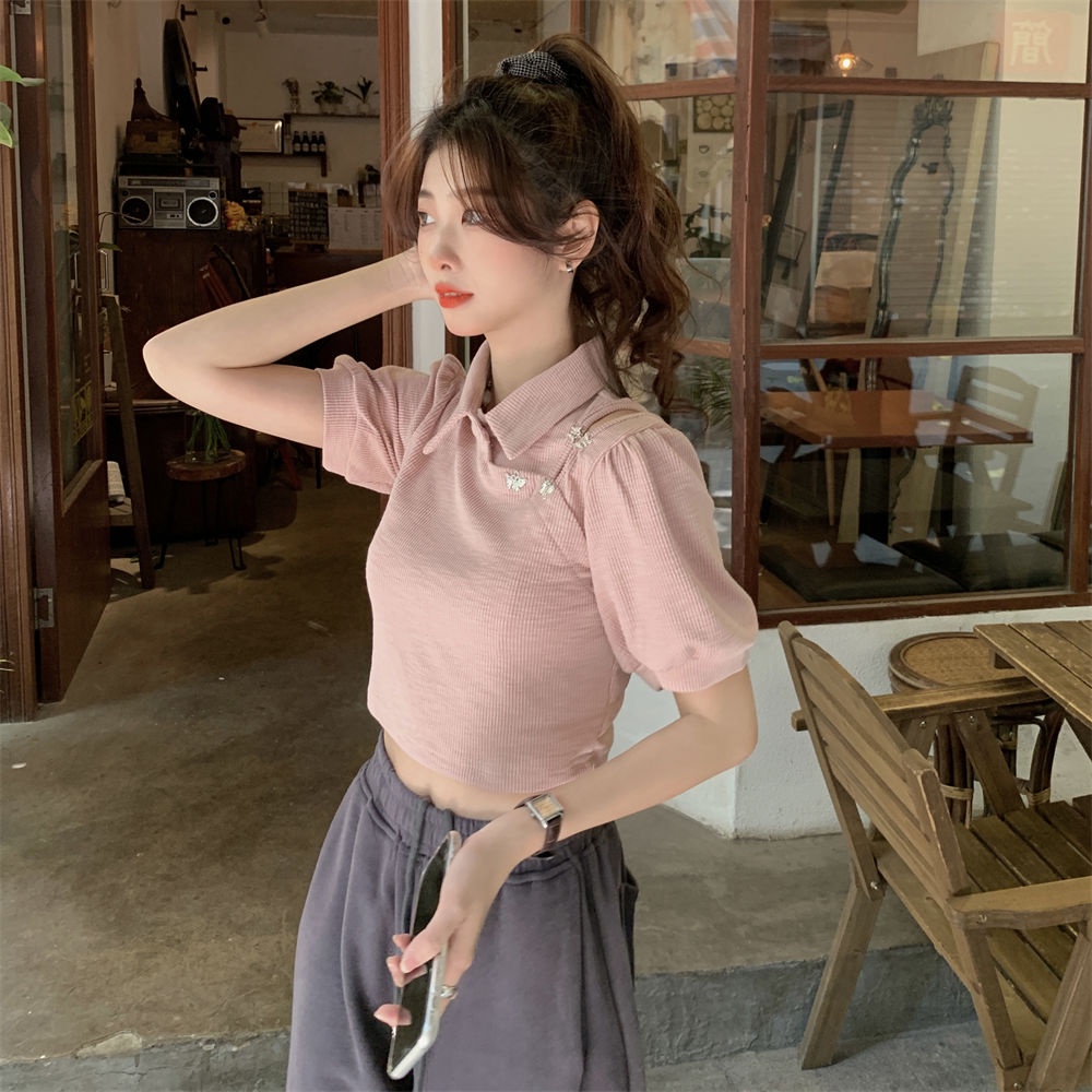 Baju Atasan Wanita Off Shoulder Lengan Pendek Polo Shirts