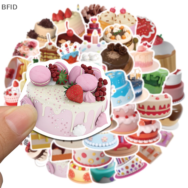 [BFID] 50pcs Ins Style Stiker Kartun Kue Makanan Decals DIY Kulkas Telepon Koper Laptop Notebook Mobil Stiker Dinding Mainan Anak [ID]