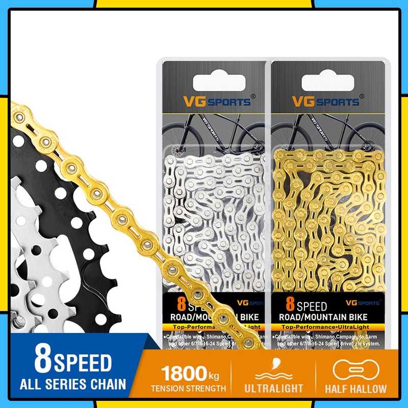 VG Sports Rantai Sepeda Bicycle Chain Half Hollow 8/9 Speed Gold Silver