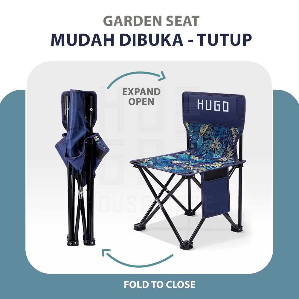 HUGO Kursi Lipat Outdoor Kursi Lipat Camping Portable Kursi Gunung Mancing Piknik Serbaguna