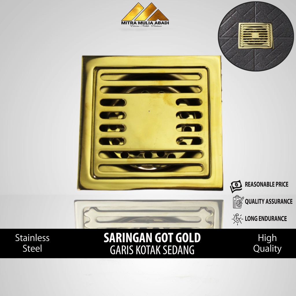 Saringan Got Stainles / Saringan Got Gold Garis Kotak Sedang / Floor Drain Iron