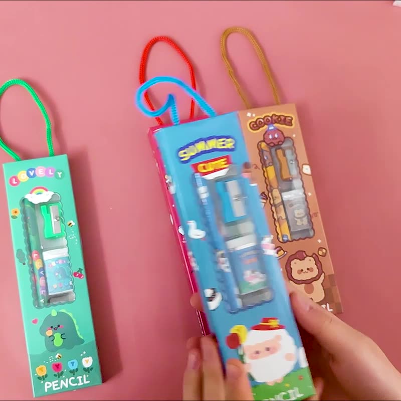 Stationery Paket 5Pcs Set Alat Tulis Pensil Motif Kartun Lucu