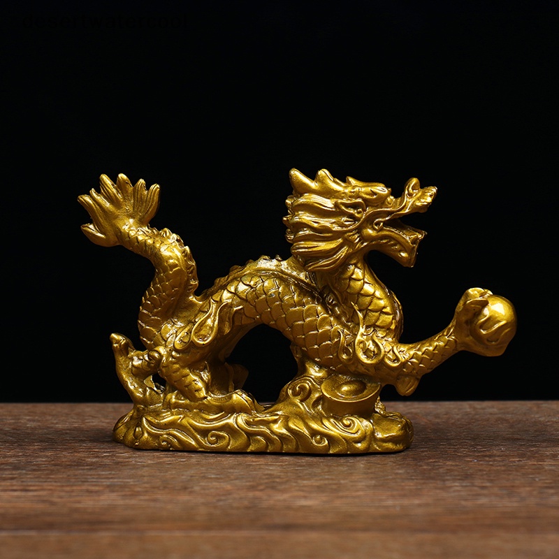 Deid Patung Dua Belas Shio Cina Emas Patung Naga Ornamen Hewan Perlengkapan Rumah Martijn