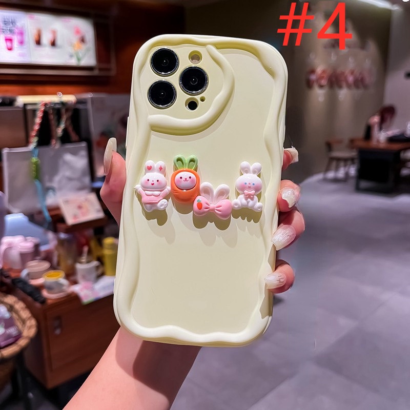 Macaron Yellow Wave Carrot Bunny Lanyard Soft Silicon Case HP iP iPhone 6 6S 7 8 14 + Plus SE 2020 2022 X XS XR 11 12 13 Pro Max Girl Woman Casing