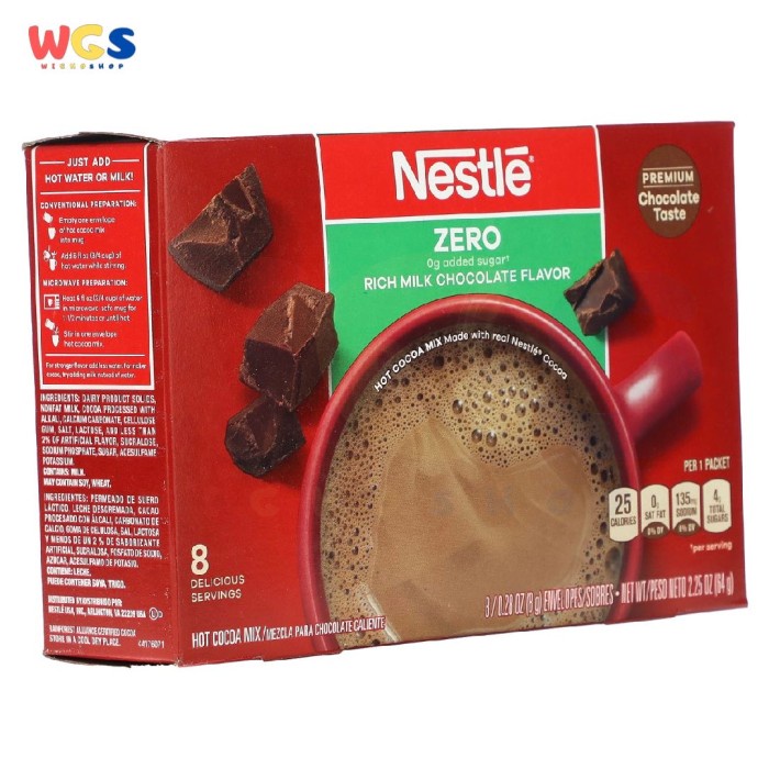 Nestle Hot Cocoa Mix Rich Milk Chocolate Flavor Zero Sugar 8s x 8g