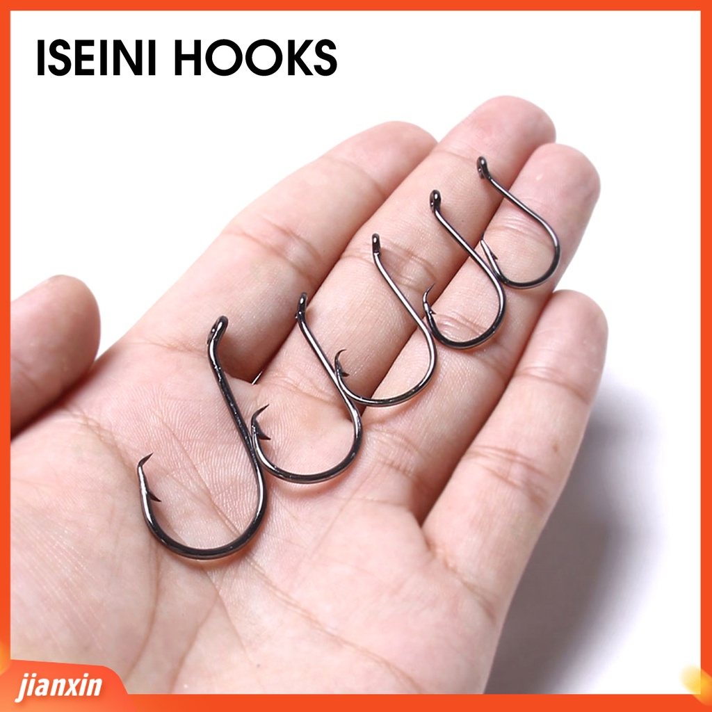 (In Stock) 160Pcs Didedikasikan Memancing J Hook Kekuatan Tinggi Mudah Digunakan Reusable Tahan Lama Fishing Hook Untuk Outdoor