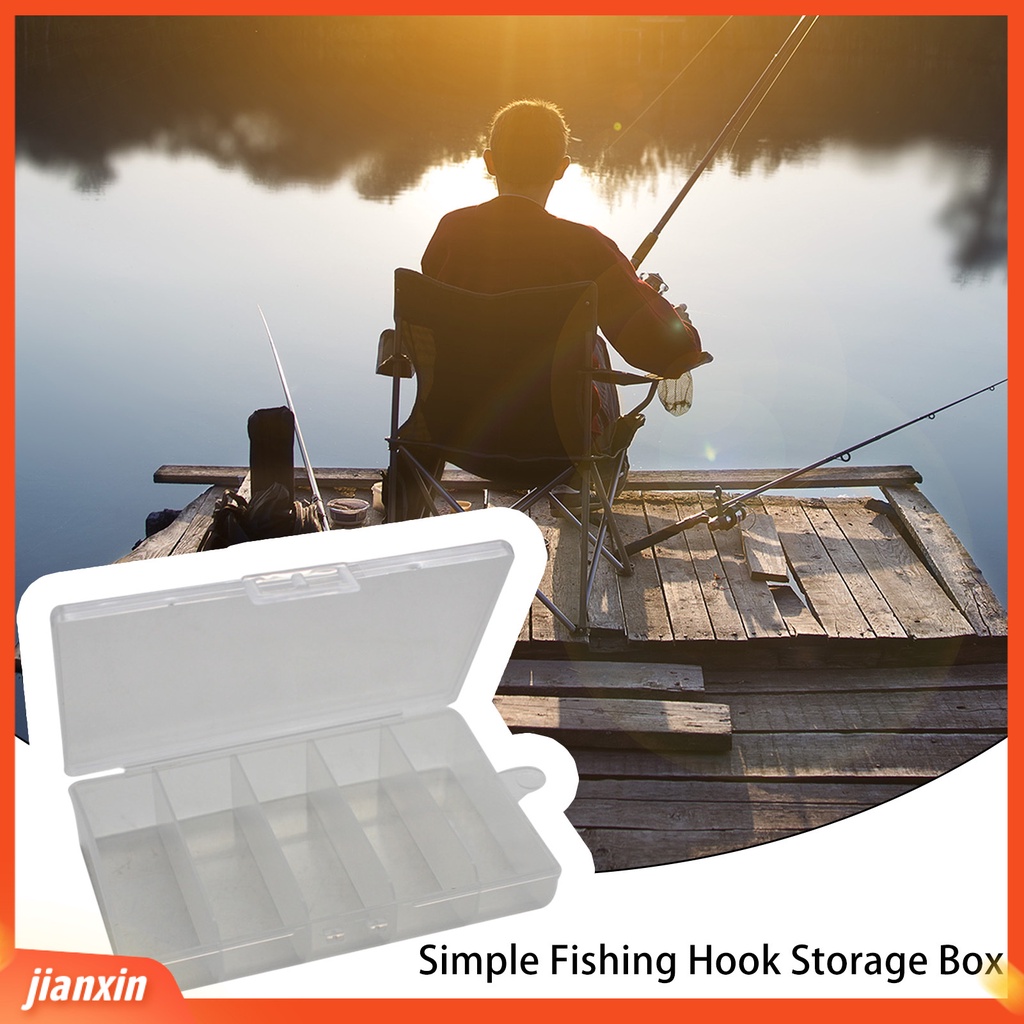 (In Stock) Kotak Umpan Kapasitas Tinggi 5sekat Transparan Tahan Jatuh Plastik 5kisi Memancing Tackle Storage Box Outdoor Mancing