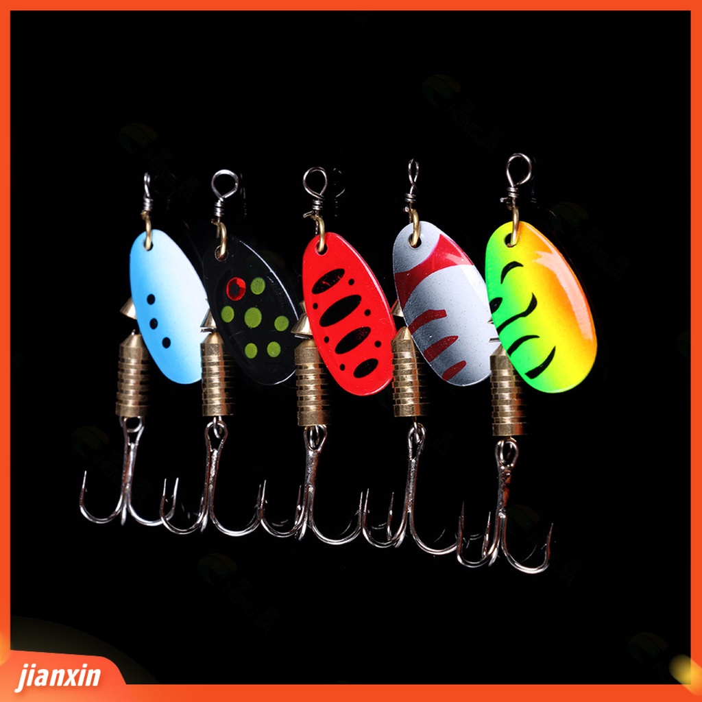 (In Stock) 5Pcs/Set 4.5cm 5.2g Sendok Lure Berputar Permukaan Terang Metal Sequin Lure Colorful Hard Spinner Umpan Untuk Memancing Laut