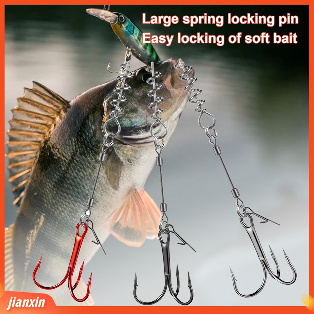 (In Stock) 3Pcs /Set Kail Pancing Tajam Penembus Tinggi Metal Spring Solid Treble Non-Deformed Fishing Jig Untuk Outdoor