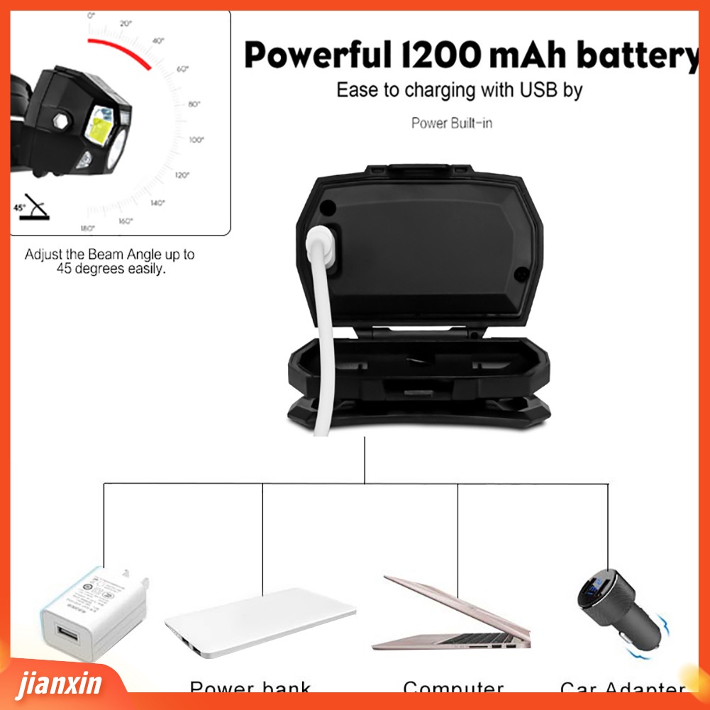 (In Stock) 5000LM USB Rechargeable Malam Memancing Berkemah Gesture Sensing LED Headlight Lamp