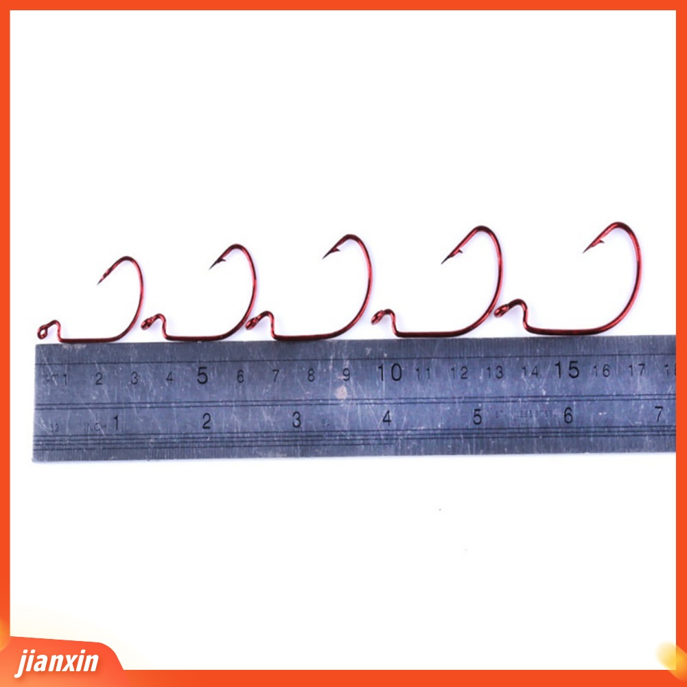 (In Stock) 50Pcs Baja Karbon Tinggi Tahan Lama J-shaped Barb Jig Hooks Fishhooks Alat Pancing