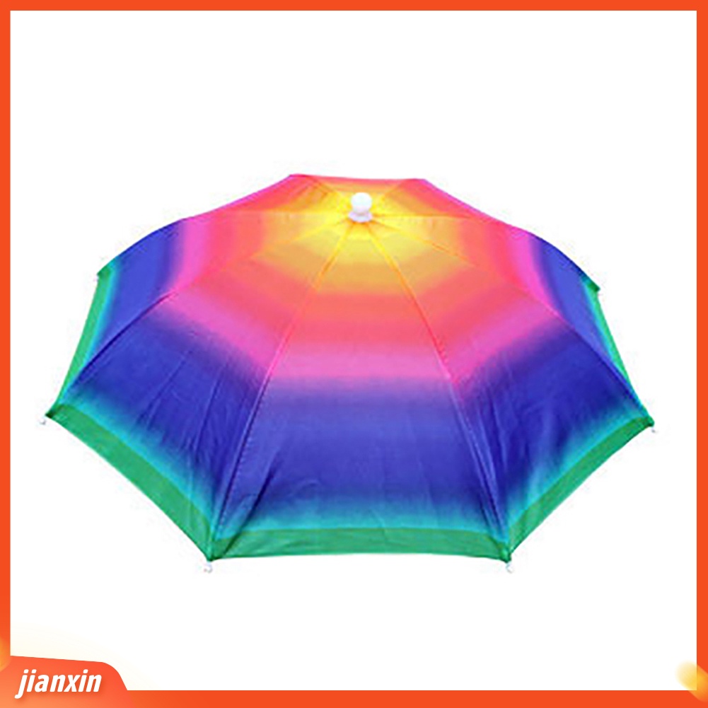 (In Stock) Topi Payung Warna Pelangi Tahan Air Terang Anti-Hujan Anti-Matahari Hiasan Kepala Topi Matahari Untuk Hiking